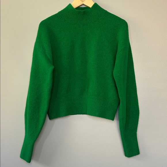 NWT & Other Stories Oversized Mock Neck Pullover Sweater Kelly Green Size XS - Picture 1 of 9